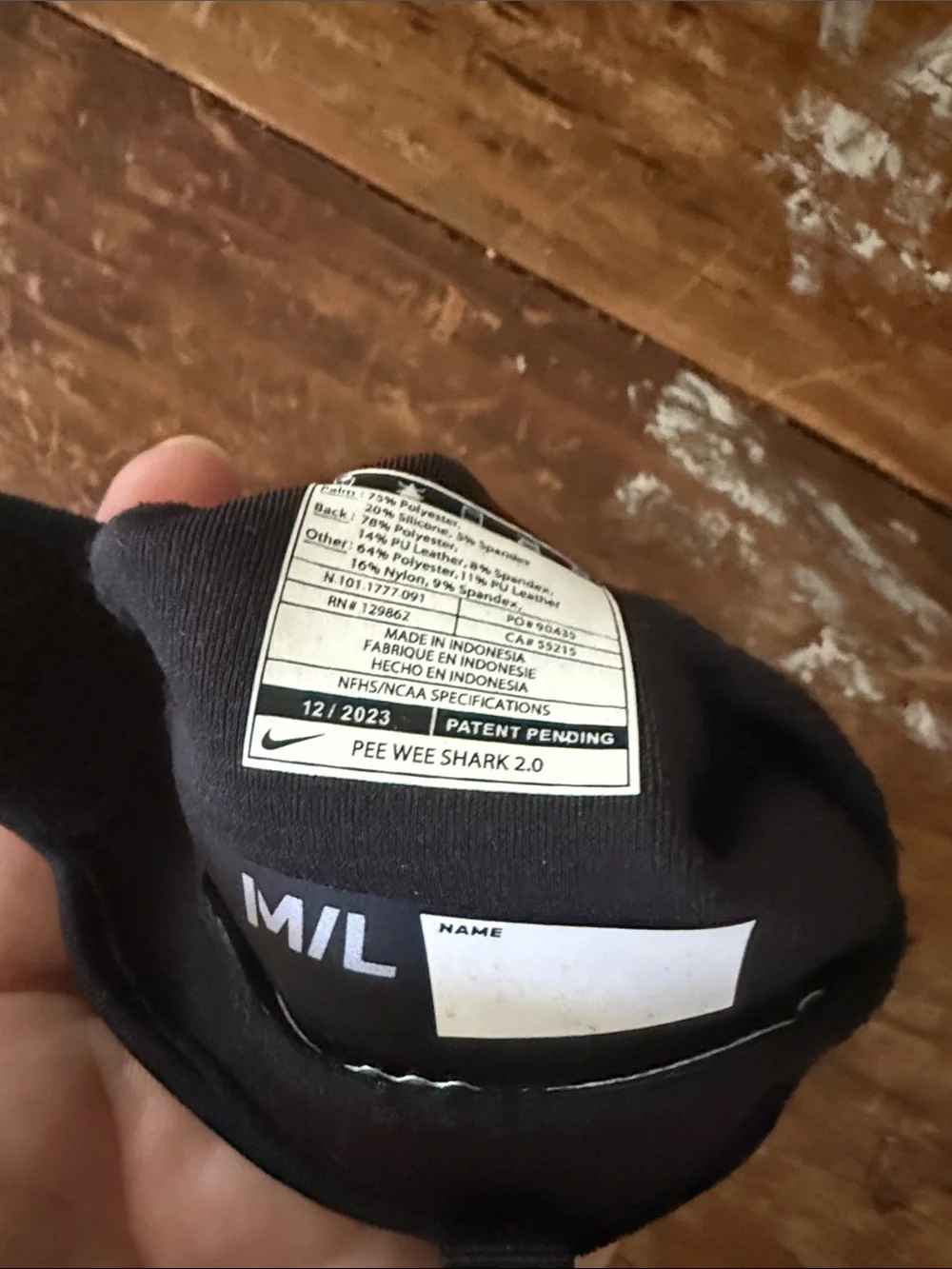 Nike Black Youth Shark Football Gloves with White Swoosh